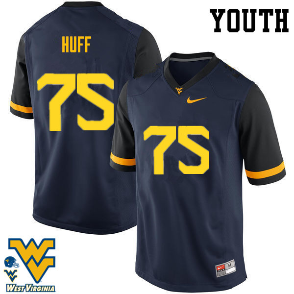 Youth #75 Sam Huff West Virginia Mountaineers College Football Jerseys-Navy